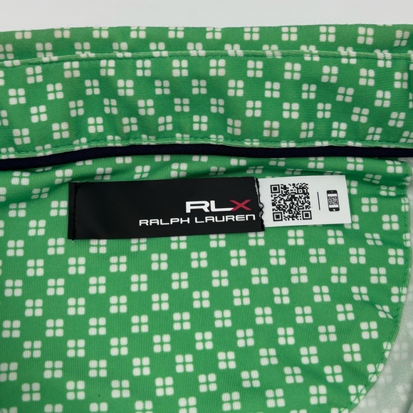 RLX Ralph Lauren Men's XL Green Polyester Checkered Short Sleeve‎ Polo - Picture 2 of 6